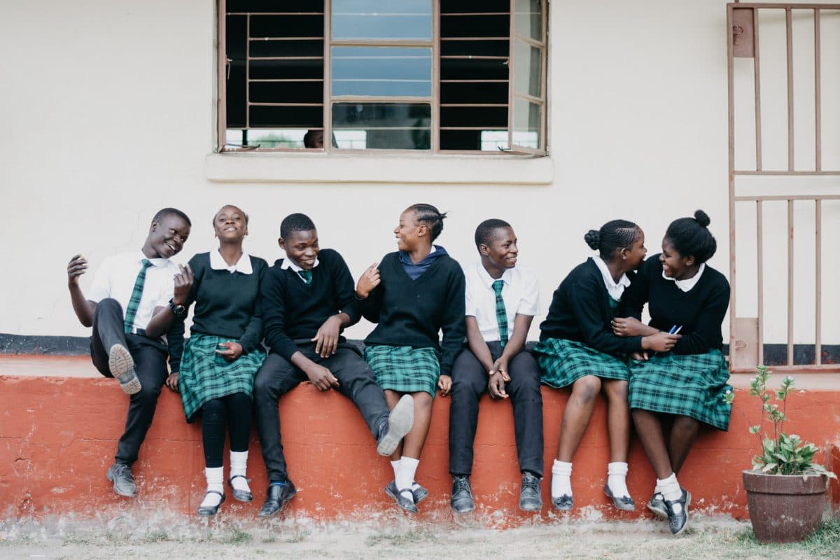 Students in school uniforms